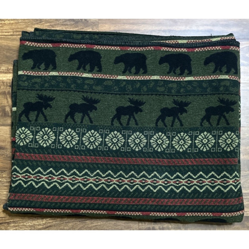 Wooded River McWoods Bedspread Super King Size Wool Blend Bear Moose Woods